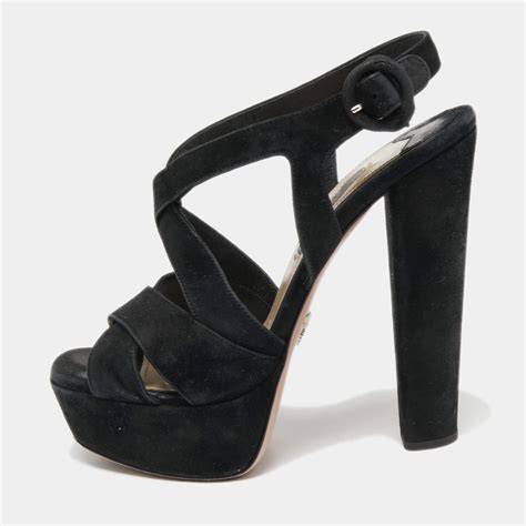 prada suede crisscross-strap platform sandals|Prada platform sandals.